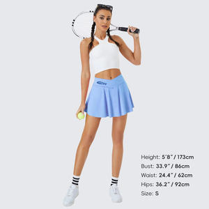 Women's Light Blue Sport <b>Skirt</b> <b>Elastic</b> Waist Asymmetrical Design With Pocket Breathable Summer Wear - Product Image 3