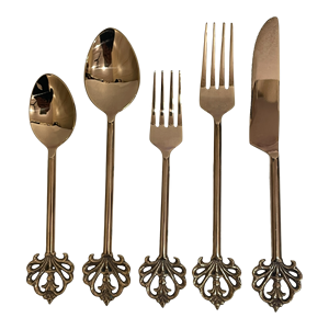 Ensemble de couverts de luxe en acier inoxydable avec manche Fleur-de-Lis, compatible lave-vaisselle et léger, pour 7 à 9 personnes - Product Image 6