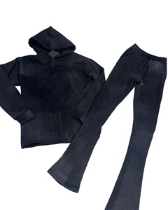 Streetwear surdimensionné pour hommes Vintage sweat à capuche lavé à l'acide joggers Stone Wash Sweat broderie personnalisée vêtements de sport évasés 100% - Product Image 2