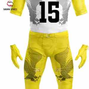 Uniforme de football américain unisexe de haute qualité 100% polyester Couleur unie Ensemble d'équipe Manches courtes Uniforme court - Product Image 5