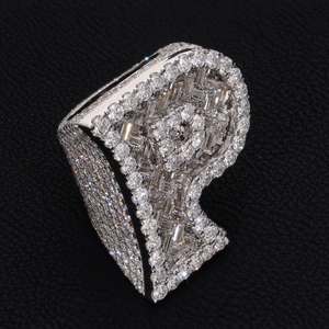 แหวนเงินแท้ 925 ผ่านการทดสอบเพชร ดีไซน์ฮิปฮอป ประดับเพชรโมอิสซาไนต์ VVS ชุบโรเดียม สำหรับงานแต่งงาน เครื่องประดับอัญมณีชั้นดี แหวนตัวอักษร - Product Image 3