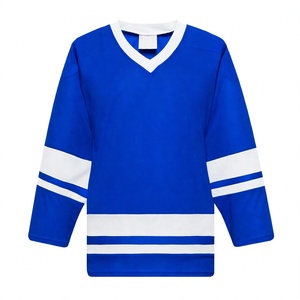 Camiseta de Hockey sobre Hielo Personalizada, Azul Rey con Rayas Blancas, Sublimación, Uniforme Deportivo de Alto Rendimiento, Cuello en V, Camiseta de Práctica - Product Image 1