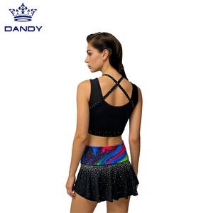 맞춤형 치어리딩 핑크 트레인 댄스 유니폼 연습 스포츠 크롭 브라 탑과 반바지 완전 세트 - Product Image 5