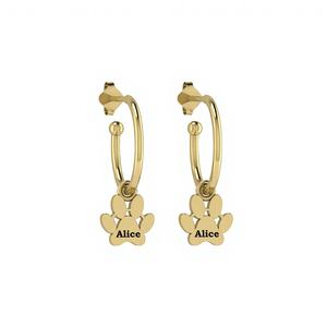 Pendientes Colgantes de Plata de Ley 925 con Huella de Pata de Perro, Baño de Oro Vermeil, Nombre Personalizado, Joyería Fina de Eternidad, Recuerdo para Mujer - Product Image 1