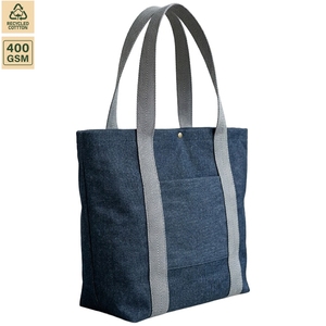 กระเป๋าช้อปปิ้งผ้าเดนิม 400 GSM ขนาด 50x40x15 ซม. รับทำโลโก้ตามสั่ง ขายส่ง OEM แบรนด์ส่วนตัว สั่งซื้อจำนวนมาก รุ่น SS500-สีน้ำเงิน - Product Image 1