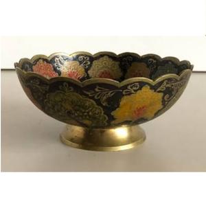 Bol en métal profond de qualité supérieure pour la décoration de table, le rangement des fruits et légumes, design artisanal, finition antique, bol de service pour fruits - Product Image 1