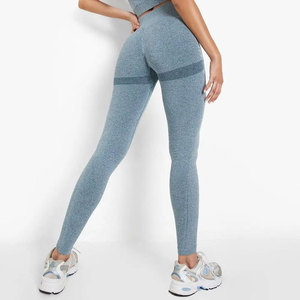 Leggings sin costuras con logo personalizado para mujer, leggings de yoga sin costuras, leggings de gimnasio con efecto fruncido, pantalones de yoga para entrenamiento, mallas deportivas de cintura baja - Product Image 3