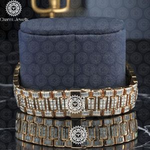 Charm_Jewells Luxury Yellow Gold Watch Round Case 42mm Analog Quartz Sapphire Crystal <b>Chronograph</b> Unisex Fashion - Product Image 3
