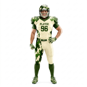 Hot Selling American Football Uniform in Camo Print Green with Cream Color A+ Quality Polyester Quick Dry Moisture Wicking - Product Image 1