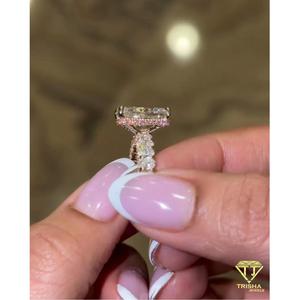 Luxury Cushion Cut Moissanite Engagement <b>Ring</b> With Side Stones <b>925</b> Sterling <b>Silver</b> Bridal Jewelry Wedding <b>Ring</b> For Women - Product Image 3