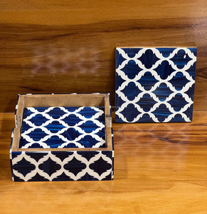 Ensemble de sous-verres en résine époxy faits à la main classiques tapis et tampons en bois colorés pour décor de café de bureau et de bar de restaurant d'hôtel - Product Image 6