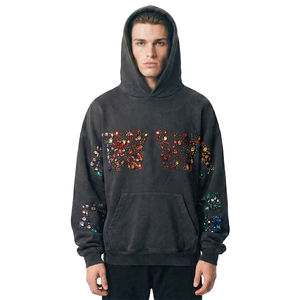 Sudadera con capucha y cremallera para hombre, estilo oversize, con estampado de puntos azules tie-dye, de forro polar, informal, para otoño. - Product Image 4
