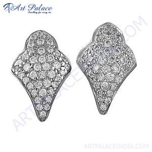 Ingenious Cubic Zirconia and Diamond Gemstone <b>Silver</b> <b>Stud</b> Earrings 925 Sterling Main Material Trendy Style for Wedding or Gift - Product Image 1