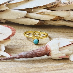 Unique High Demand Moon <b>Ring</b> <b>Turquoise</b> Dainty Brass <b>Ring</b> Celestial Minimalist Crescent Jewelry Vintage Statement Wholesale <b>Ring</b> - Product Image 1