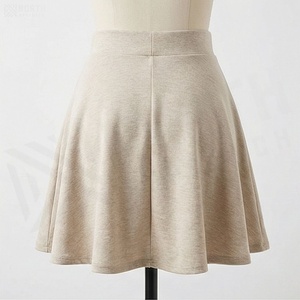 Jupe courte trapèze pour femme, couleur unie, taille élastique, style décontracté, en coton tissé doux, toutes saisons - Product Image 2