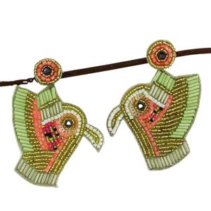 ต่างหูปักลายสำหรับผู้หญิง ทำจากลูกปัดแก้ว 100% เหมาะสำหรับงานเฉลิมฉลองเทศกาลแบบดั้งเดิม โดย MD HANDICRAFTS - Product Image 1