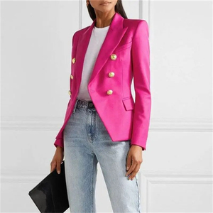 Blazer Cruzado Personalizado para Mujer, Corte Entallado, Formal, para Oficina, Chaqueta de Manga Larga, Abrigo de Moda con Botones Metálicos, Servicio OEM - Product Image 2