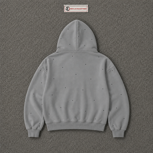 Grey Full Zip Hoodie <b>Men</b> Premium Oversized Streetwear Tiny <b>Black</b> Dot Design <b>Fleece</b> Hooded <b>Jacket</b> Casual Winter Fashion Autumn - Product Image 6