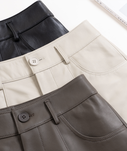 Shorts décontractés pour femme PIHA SPORTS en cuir véritable, taille mi-haute, coupe large, séchage rapide, imperméables, écologiques, avec fermeture boutonnée, pour adolescentes - Product Image 3