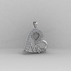 Colgante de Plata Maciza 925 de 6mm con Corazón y Bisel Liso para Mamá, Engaste de Cabujón con Relleno de Resina de Diamante CZ, Fornituras de Joyería DIY - Product Image 4