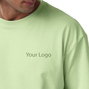Camiseta de Jersey de Algodón Verde Claro para Hombre, Manga Corta, Cuello Redondo, Corte Regular, Informal, Transpirable, con Logotipo Estampado en la Parte Delantera - Product Image 2