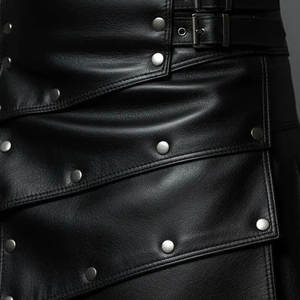 Kilt de Cuero Negro Hecho a Mano para Hombre, Estilo Gótico Punk Rock, Kilt Utilitario Steampunk con Hebilla Ajustable - Product Image 5