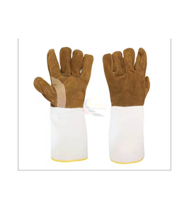 Guantes de Soldadura de Cuero de Alta Calidad Hechos a Medida, Transpirables, de Secado Rápido, MOQ Bajo, OEM, 7 oz de Grosor, 14 Pulgadas, Sin Látex - Product Image 1