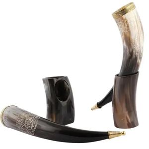 Nuevo y Popular Cuerno de Buey Pulido Estilo Vikingo Medieval Ecológico para Beber con Soporte de Hierro Decorativo - Product Image 2