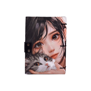 <b>A5</b> Cute Girl Cat Portrait Design Handmade Paper Notebook Lock Diary | 200 Pages Double Side Writing Eco Friendly Premium Journal - Product Image 2
