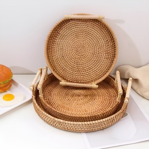 Tableware set rattan <b>trays</b> for serving pizza eco-friendly natural wooden <b>kitchen</b> ware <b>tray</b> - Product Image 6