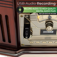 Tourne-disque vintage tout-en-un, lecteur de disques vinyles 3 vitesses, Bluetooth, lecteur de CD et de cassettes, radio AM/FM, enregistrement USB