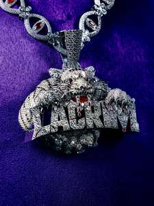 Collier Pendentif Lettre Tigre Personnalisé en Moissanite, Chaîne en Argent 925 Plaqué Rhodium, Bijou avec Pierres Rouges et Translucides, Cadeau - Product Image 2