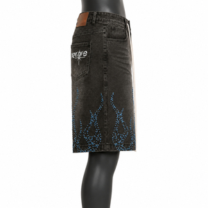 Short en jean pour homme avec strass, respirant, confortable, décontracté, haute qualité, prix abordable, pour adultes, en toile unie, vente en gros OEM - Product Image 2