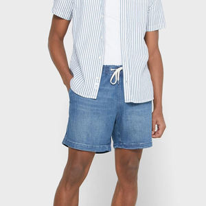 Shorts Jogger Homme Personnalisés en Molleton Français Délavé Effet Usé avec Cordon de Serrage et Motif Uni Style Décontracté - Product Image 2