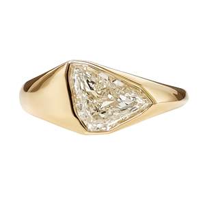 แหวนเพชรทรงสามเหลี่ยมชุบทอง 14K แบบยูนิเซ็กซ์ สไตล์คลาสสิกสำหรับงานหมั้น - Product Image 1
