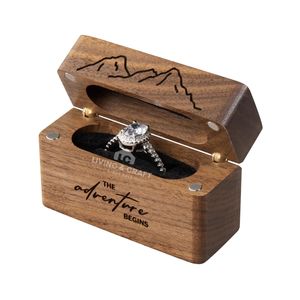 Boîte à bijoux en bois de luxe, boîte cadeau pour mariage et fiançailles en bois d'acacia fait main - Product Image 2