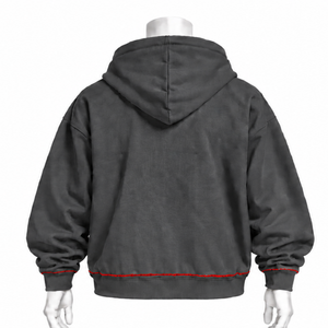 Sweat à capuche gris anthracite Indus brodé, broderie florale traditionnelle, poche kangourou, coupe décontractée, haut streetwear décontracté pour l'hiver - Product Image 2