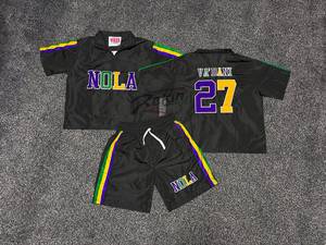 Unisex Custom Nylon Windbreaker <b>Sets</b> with Custom Applique <b>Embroidery</b> Quarter Zipper with Shorts Lightweight <b>Sets</b> 2026 - Product Image 1
