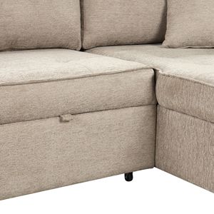104.5 Modern L-Shaped 3-Seater Reversible Sectional Couch Pull-Out <b>Sleeper</b> <b>Sofa</b> with Storage Chaise 2 Stools for Living Room - Product Image 6