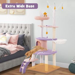 Multi-Level <b>Cat</b> <b>Tower</b> with Sisal Covered <b>Scratching</b> Posts Premium <b>Cat</b> Trees & Scratcher - Product Image 5