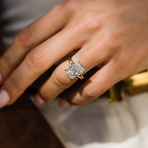 Radiant Cut Lab Grown Diamond <b>Solitaire</b> <b>Ring</b> 925 Sterling <b>Silver</b> Twist Band Engagement Wedding Anniversary Luxury Fine Jewelry - Product Image 4