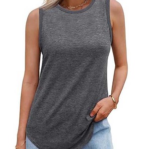 Nouveauté : Débardeurs pour femmes en coton/fibre de bambou, à motifs unis, sans manches, pour l'été, tailles grandes, fabriqués au Pakistan - Product Image 4