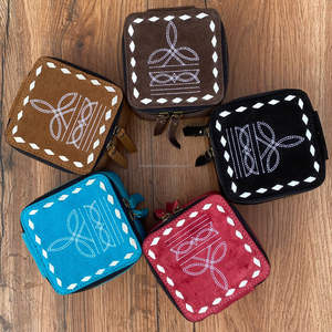 สินค้ามาใหม่กล่องเครื่องประดับขนาดเล็กเคสจัดเก็บบูตหนังนิ่มพร้อมซิปปิดตัวแบ่งแหวนสร้อยคอ - Product Image 5