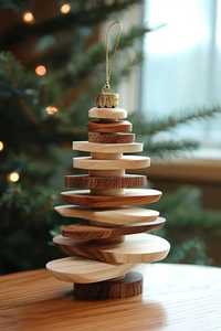 NOUSHAD HANDICRAFTS NH-1056 Natural Wooden <b>Christmas</b> <b>Tree</b> Decorations Set Eco Friendly <b>Tabletop</b> Holiday Party Decor - Product Image 3