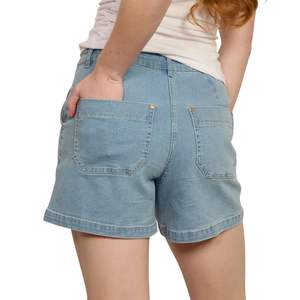 กางเกงยีนส์ขาสั้นสีฟ้าอ่อน เอวสูง ทรงตรง สำหรับผู้หญิง สไตล์คลาสสิก เหมาะสำหรับชุดฤดูร้อน - Product Image 2