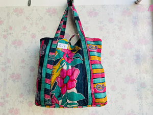 Handmade <b>TOTE</b> <b>Bag</b> | Indian Vintage Cotton Kantha | Travel <b>Bag</b> Market <b>Bag</b> Shopping <b>Bag</b> - Product Image 2