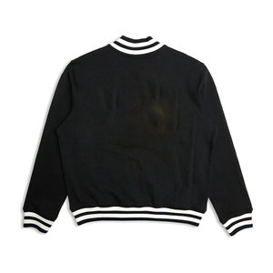 เสื้อแจ็คเก็ตบอมเบอร์สีดำสำหรับผู้ชาย แต่งขอบสีขาว ปิดด้วยซิป ทรงปกติ สไตล์ลำลอง ผ้าถักโพลีเอสเตอร์ 100% เหมาะสำหรับใส่ในฤดูใบไม้ร่วง - Product Image 2