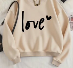 เสื้อสเวตเชิ้ตผู้หญิงสีชมพู คอกลม ทรงโอเวอร์ไซส์ ผ้าคอตตอนผสมสไตล์วินเทจ ปักลายตัวอักษรคำว่ารัก แขนยาว สวมใส่สบายๆ - Product Image 6