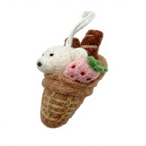 Meilleur Ornament de Noël Personnalisé en Laine Tricotée Faite Main Écologique Style Traditionnel Lapin Fraise Cornet de Glace Himalaya - Product Image 4