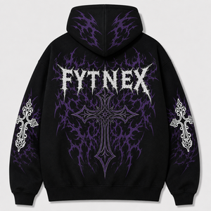 Sweat à capuche zippé unisexe noir, design DTF, coupe décontractée, molleton 100% coton, écologique, respirant, hiver - Product Image 3